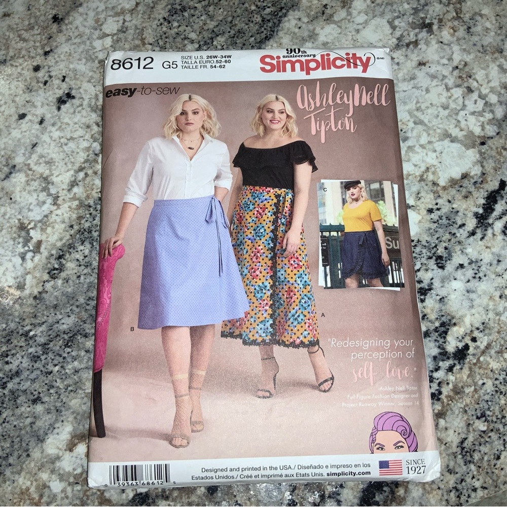 Simplicity Sewing Pattern Women's Easy Wrap Skirts by Ashley Nell Tipton 26W-34W